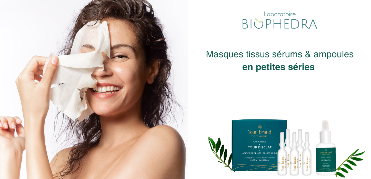 Masques tissus serums et ampoules en marque blanches